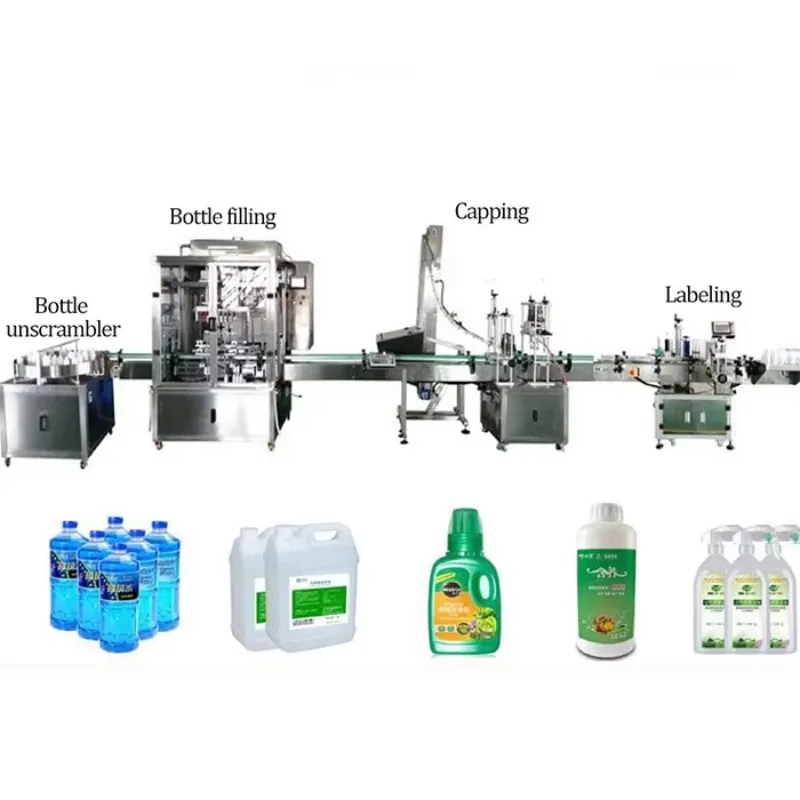 Machines Automatiques De Remplissage De Bouteilles Pour Détergent Liquide Pour Boisson a La Biere Avec Étiquetage De Bouchage