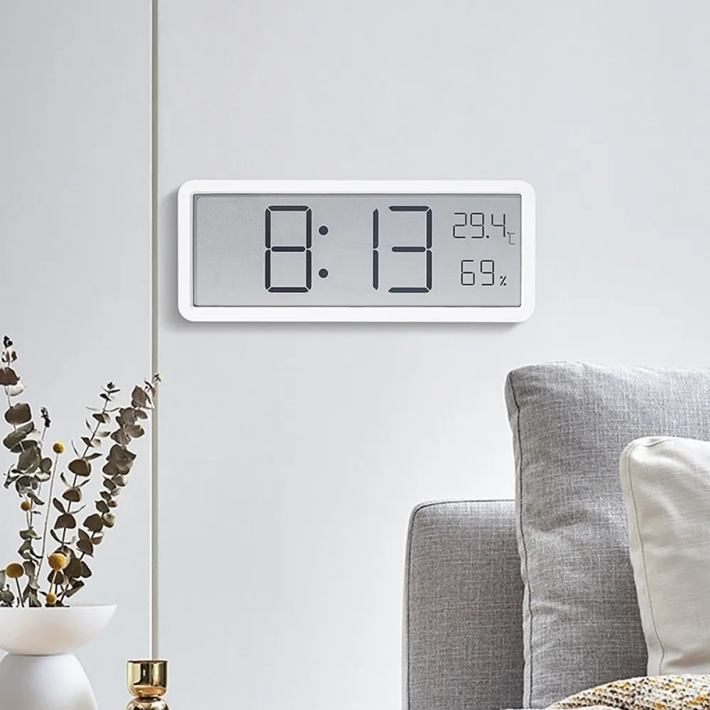 Large Screen LCD Digital Wall Clock Humidity Date Week Display Digital Wall Clock Temperature 12/24H Format Electronic Clock