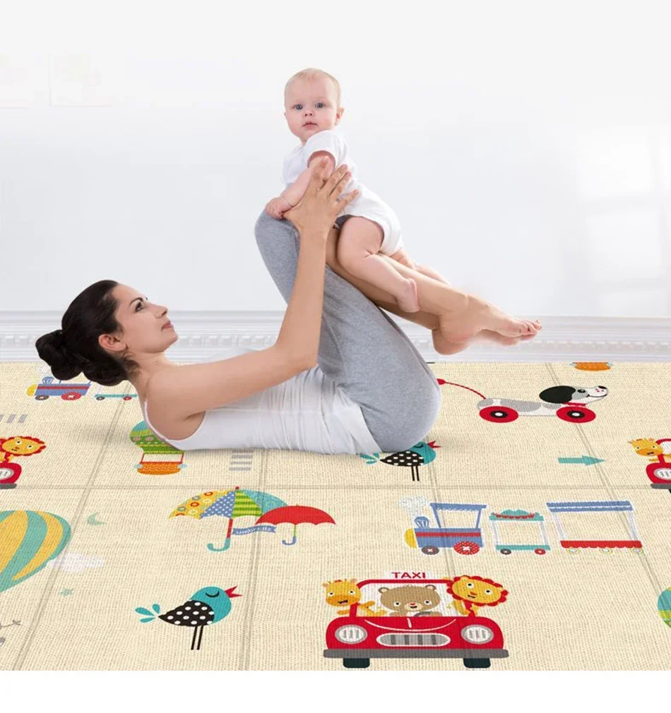 Activities mat for baby oldable Play Mat Double-Sided Cartoon Pattern Waterproof Carpet Folding Play Mat for Child Safety Rug