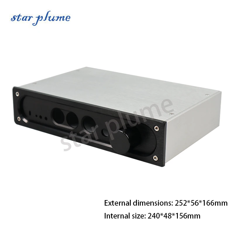 2505 All Aluminum Power Amplifier Case Small Headphone Amplifier Aluminum Alloy Case E600 AMP Chassis (252*56*166mm) DIY Box