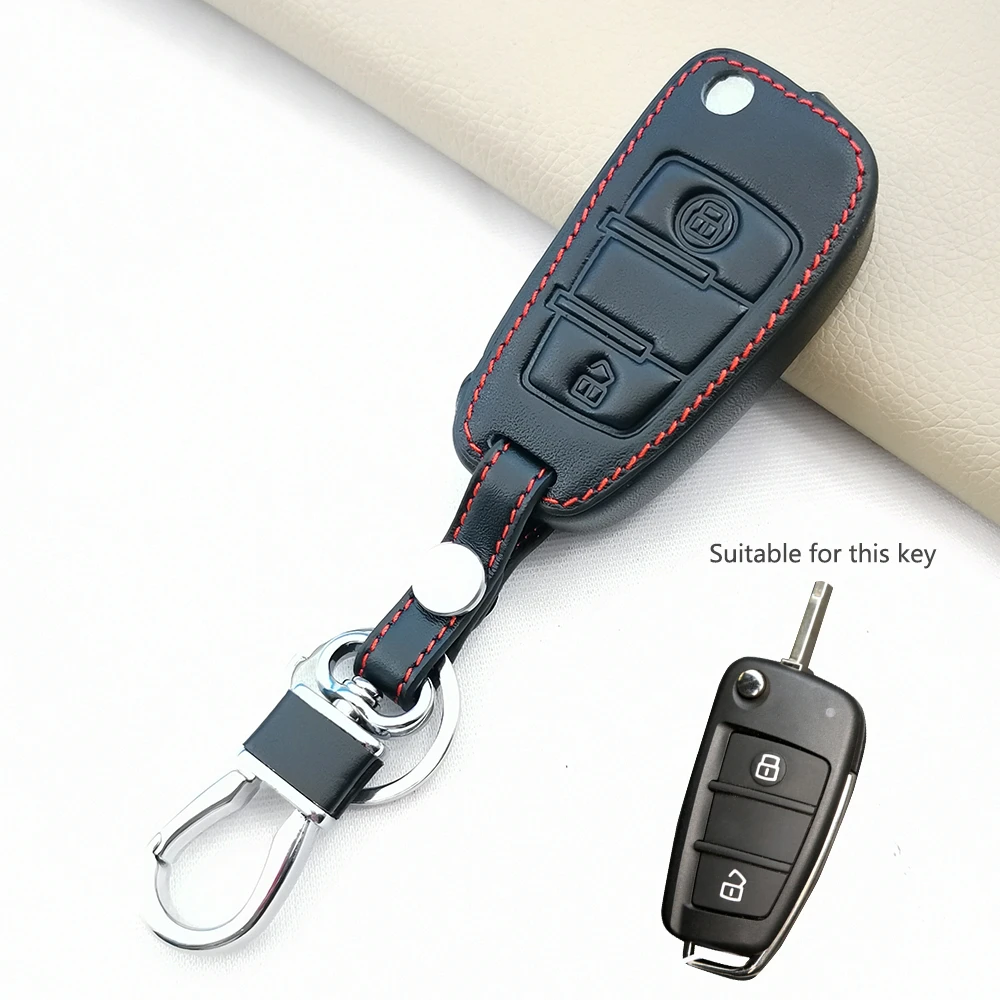 Leather Remote Holder Key Cover for Chery Tiggo 2 Tiggo 3X 3 5 2020  2021Fulwin 2 Eastar 2 Button Key Case Keychain Accessories