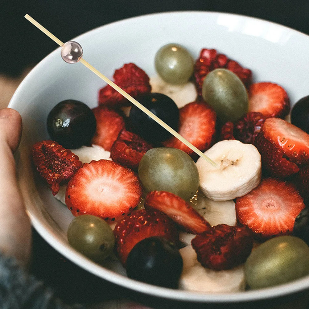 

200Pcs Bamboo Fruits Picks Reusable Cocktail Sticks for Fruit Cheese Cakes Snacks Fancy Appetizer Toothpicks Party Decoration