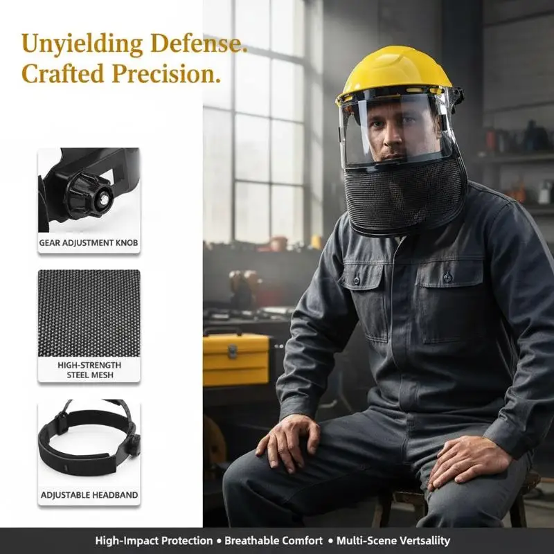 Innovative Weed Wacker Helmet with High Visibility Mesh Mask for Safe Garden Work