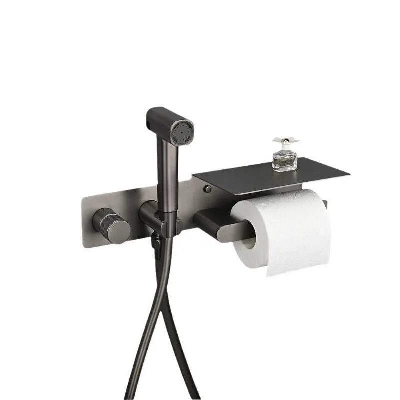 Toilet toilet spray gun significant other set, bathroom toilet hot and cold washers with paper towel holder