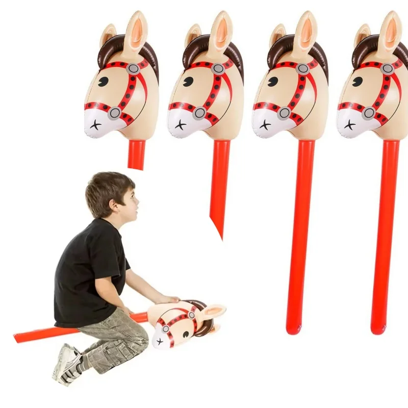 Inflatable Horse Head Cowgirl Stick PVC Balloon Cheerstick Party Stage Performance Sensory Birthday Gift Antiestrés Juguete Gift