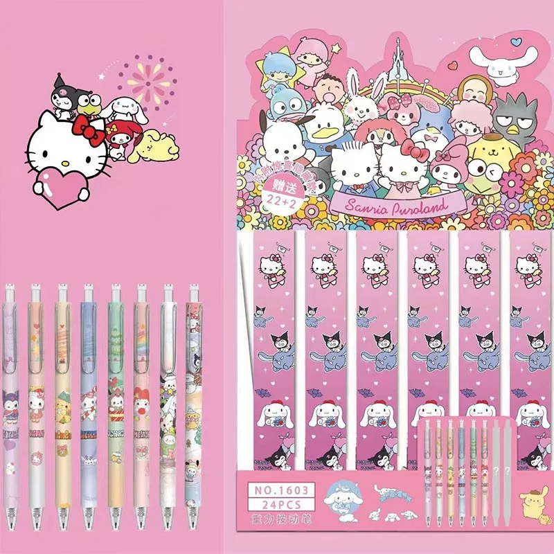 24pcs/lot Creative Winter Sanrio Press Gel Pen Cute 0.5mm Black Ink Signature Pens Gift Office School Supplies