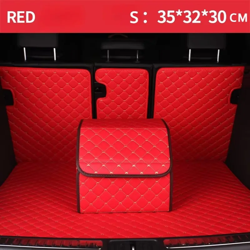 Leather Car Trunk Storage Box Cute Trunk Organizer Box Novelty Car Supplies Cute Car Accessories Women Foldable Auto Trunk Box