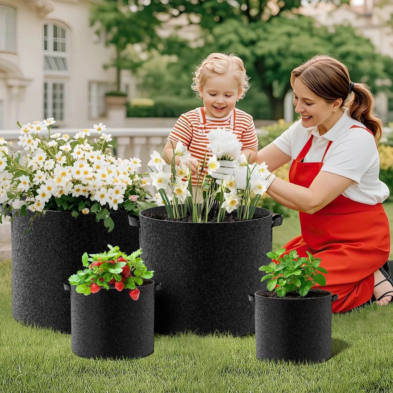 5PCS Felt Grow Bags 3-20Gallon Thickened Gardening Fabric Vegetable Flower Planting Pots Greenhouse Garden Plant Nursery Pot - view 2
