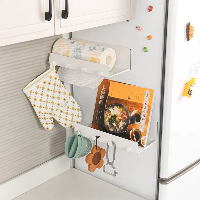 

Refrigerator Side Shelf Lazy Rag Drawing Paper, Kitchen Paper Towel, Wall Hanging Plastic Wrap, Magnetic Storage Shelf