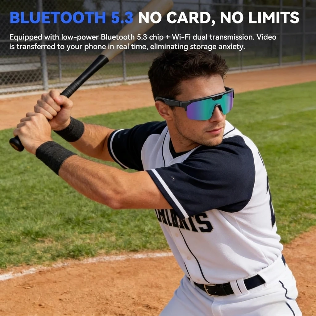 New AI Smart Glasses ChatGPT 1200P Camera Video Recording 30MP Photo Cycling Goggles Bluetooth 5.3 Translation Sports Sunglasses