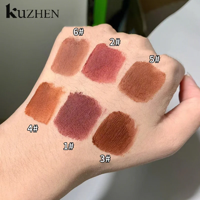 レトロな赤茶色の口紅ムースマットリップマッドベルベットリップグレーズノンスティックカップリップグロスメイクアップリップティント美容化粧品