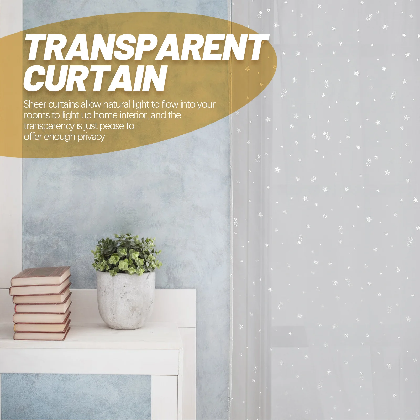 Przezroczyste zasłony z motywem gwiazd, dekoracja okienna, białe, 100x200cm, romantyczne, brokatowe, przezroczyste zasłony okienne, do sypialni.