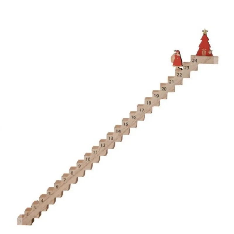 Reloj de cuenta regresiva El anciano escalar La escalera Cuenta regresiva Calendario de Adviento de Navidad Fiesta decorada con temporizador deslizante de madera