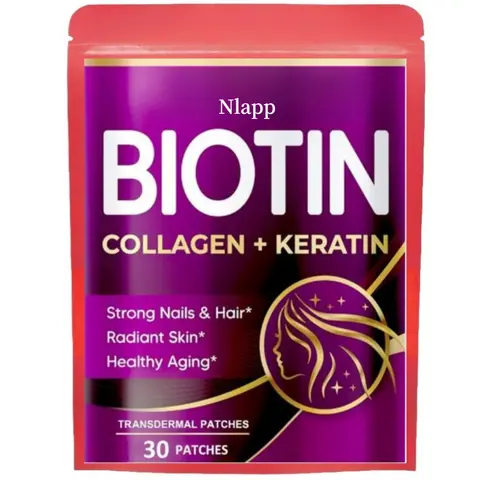 BIOTIN 콜라겐 네일 및 모발, 빛나는 피부, 건강한 노화, 30 패치, 1 개월 공급