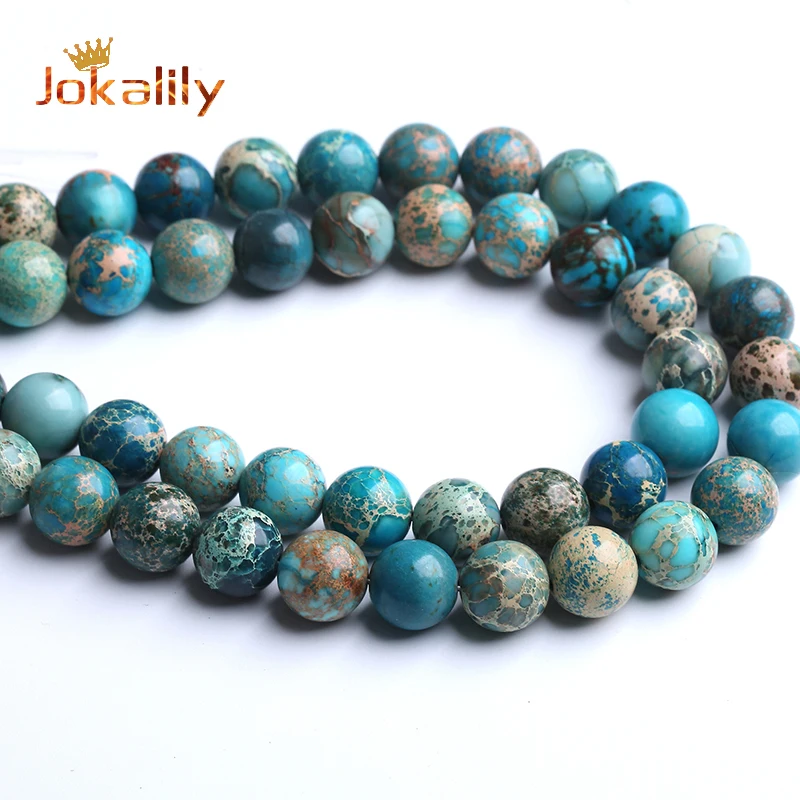 Natural Blue Imperial Jasper Stone Round Beads For Jewelry Making DIY Bracelets Necklaces Handmade Loose Beads 4 6 8 10 12mm 15\