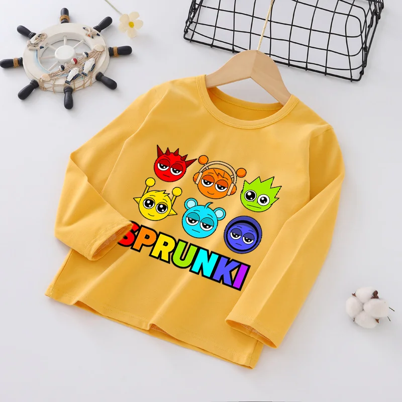 

Sprunki Long-sleeved Shirt Character Pattern Anime Characters Tops Boys Girls Cartoon Spring Comfortable Baby Show Clothes Gifts