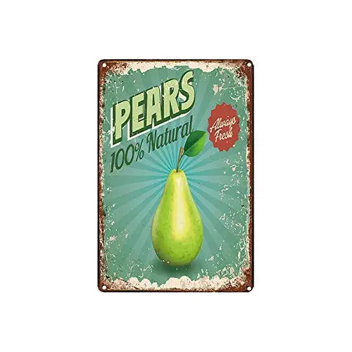 WANLN Pears Natural Metal Tin Sign Home Garage Bar Supplies Lightweight and Interesting Outdoor Decoration