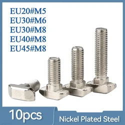10Pcs/lot M5 M6 M8 Nickel Plated Steel T Hammer Head Bolt Aluminum Connector Screws for EU20/ 30/ 40/4 5 Aluminum Profiles
