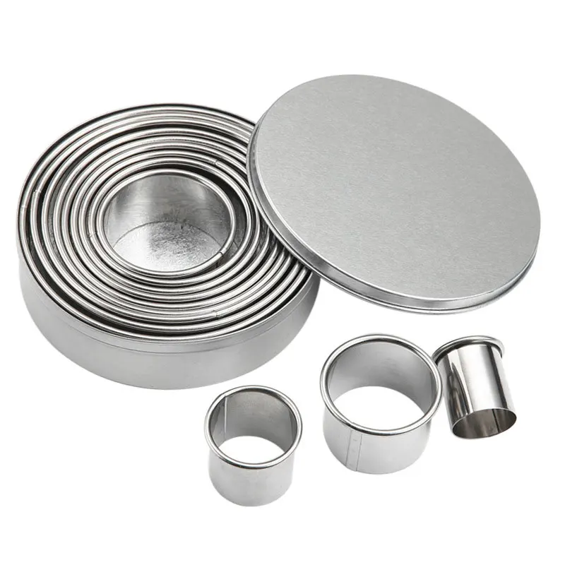 Mousse Ring Mold Set 304 Stainless Steel Diameter 3-12cm Cookie Cutter Round Waffle Makers Kitchen Baking Accessories And Tools