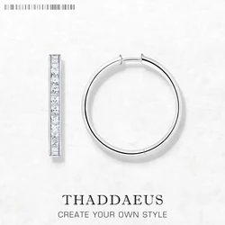 Large Hinged Hoops Earrings Creole Classic Gift In 925 Sterling Silver Europe Style Glam Fine Jewerly For Women