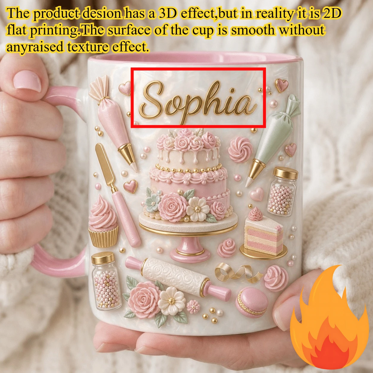 Personalized Baker Mug 11oz Custom Name 2D Print Ceramic Coffee Cup Gift for Pastry Chef Birthday Mother Day