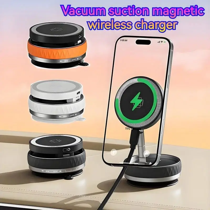 حامل هاتف السيارة المغناطيسي Magsafe لحامل السيارة شاحن لاسلكي حامل أكواب الشفط المحمول للهاتف ، 360 °   هاتف سيارة قابل للدوران
