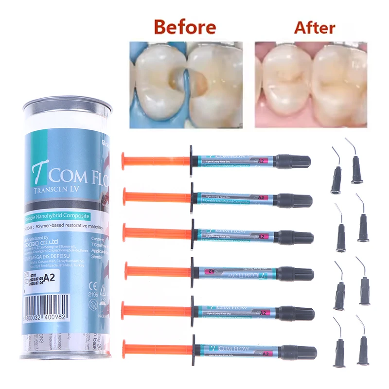 

6Pcs/Box Dental Materials Flowable Composite Resin A1 A2 A3 Filling Teeth Cavity Dentistry Light Cured Repair Dental Supplies