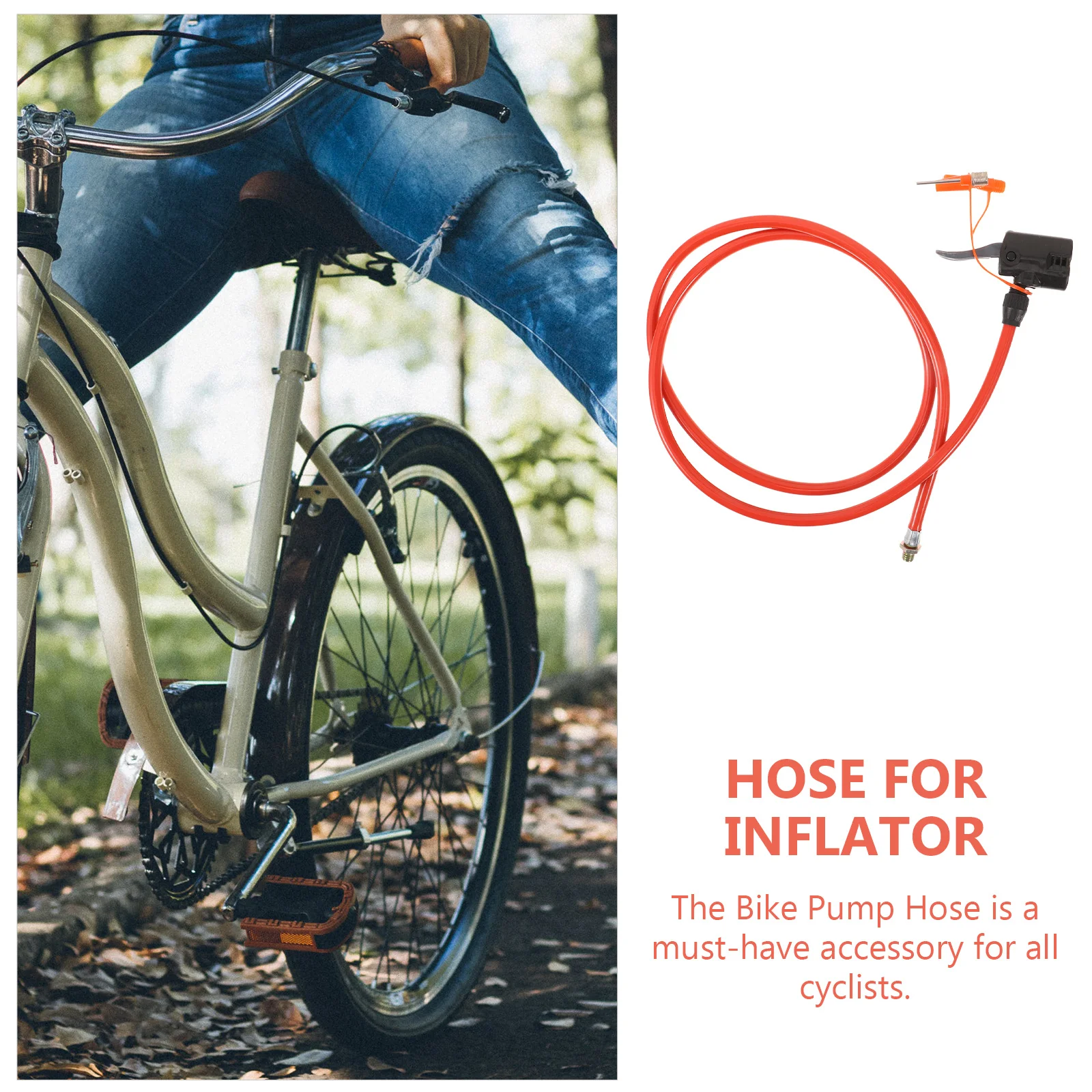 

Bike Pump Hose Anti-Freeze Tpu Metal Head Universal Inflator Connecting Pipe Reusable Bicycle Inflator Hose Cycling Tool