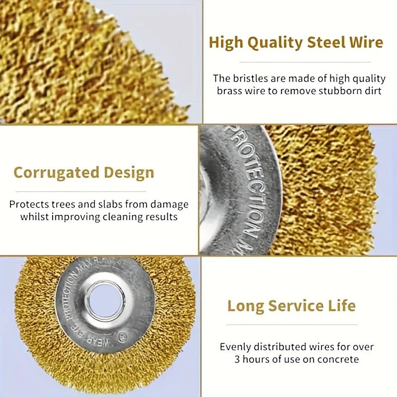 3-個ワイヤーホイールブラシ研削ホイール錆除去除錆クリーニング研磨アングルグラインダーワイヤーブラシ研磨材ロータリーツール