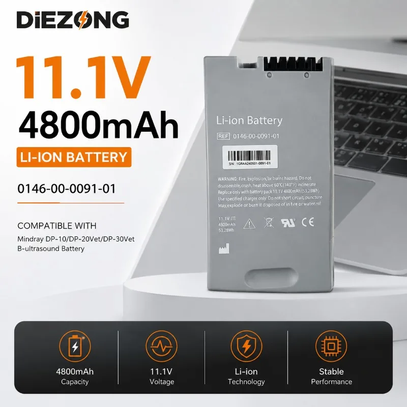 

2026 New 0146-00-0091-01 High Quality Medical Battery 11.1V 53.28Wh 4800mAh for Mindray DP - 20/DP - 20Vet B-ultrasound in stock
