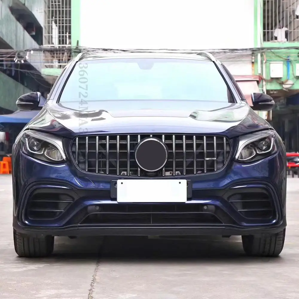 Pieza de repuesto, rejilla de parachoques de malla de entrada frontal estilo diamante GT, reajuste de parrilla para Mercedes Benz GLC X253 2015-2018
