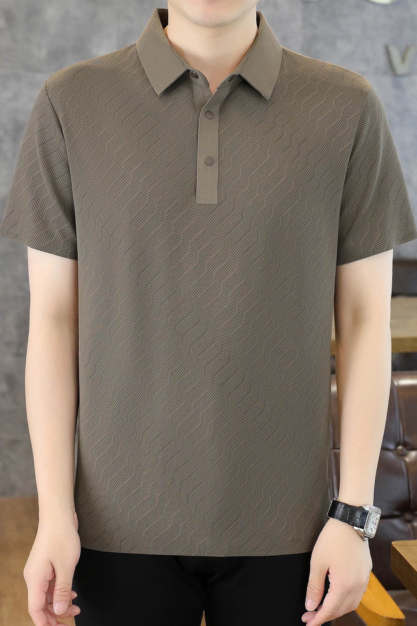2026 Summer New Style Short-Sleeved Silk-Free POLO Shirt for Men - High-end Nylon Blend Quick-Drying Casual Collared Half-Sleeve