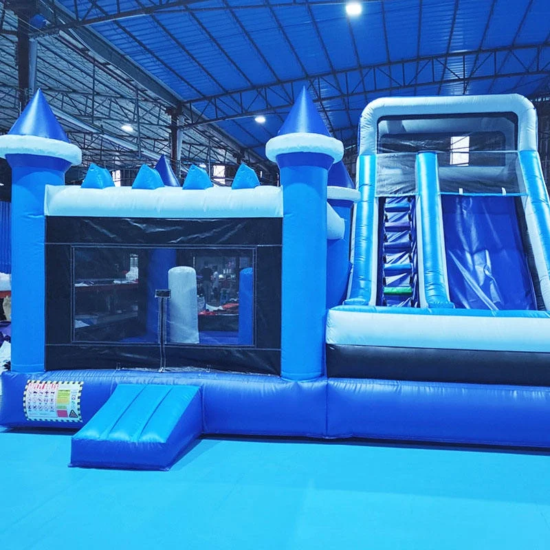 Blue Outdoor Party & Park Kid Entertainment Equipment Castle-Themed Inflatable Bounce House