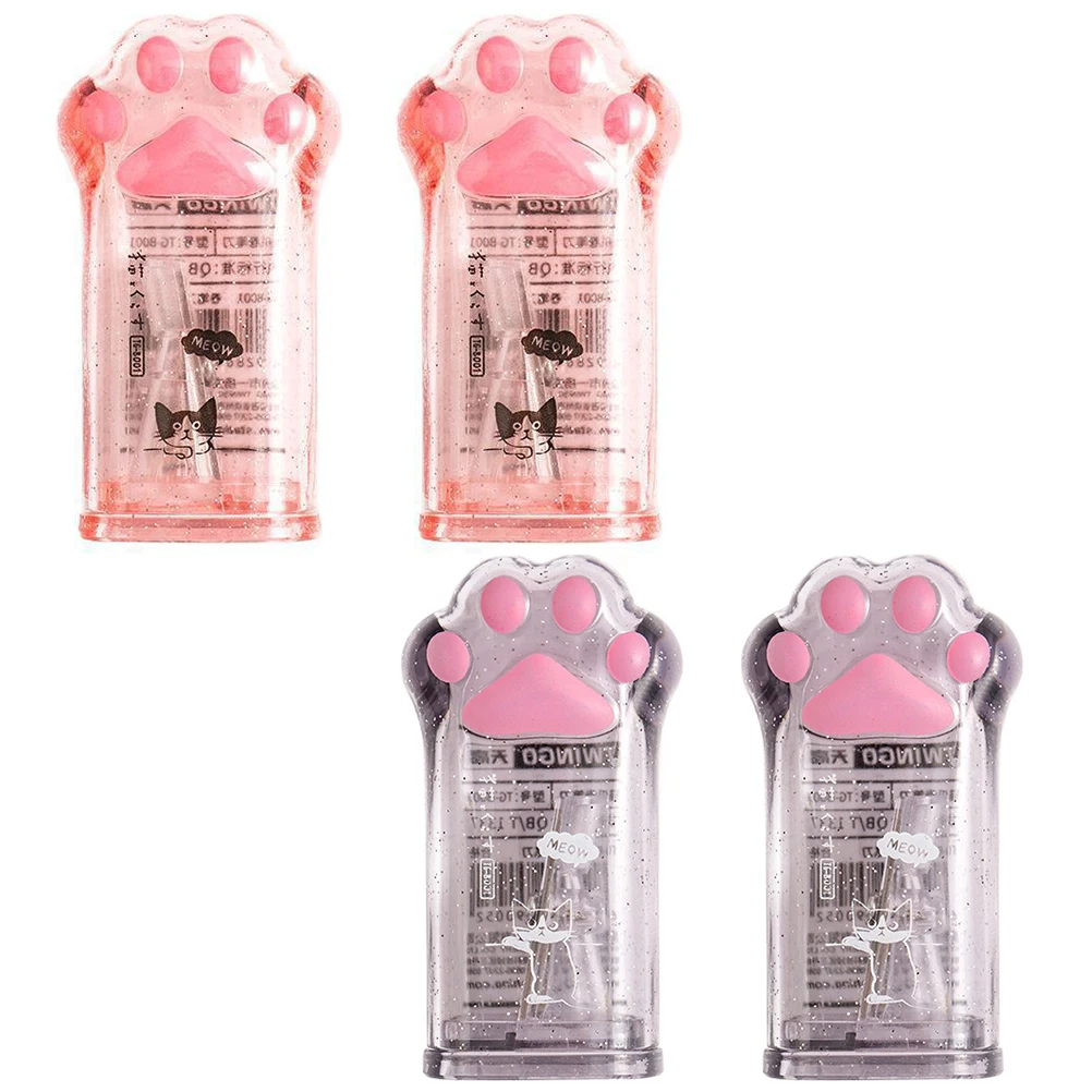 

4Pcs Cat Paw Pencil Sharpener Kawaii Cute Design Smooth Surface Adjustable Tip Thickness Collect Shavings Manual Stationery
