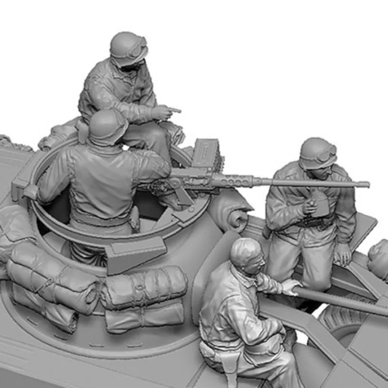 1/35 Scale Resin Figure Assembled Model Kit Historical Military US Tank Crew 4 People Unassembled and Unpainted Free Shipping