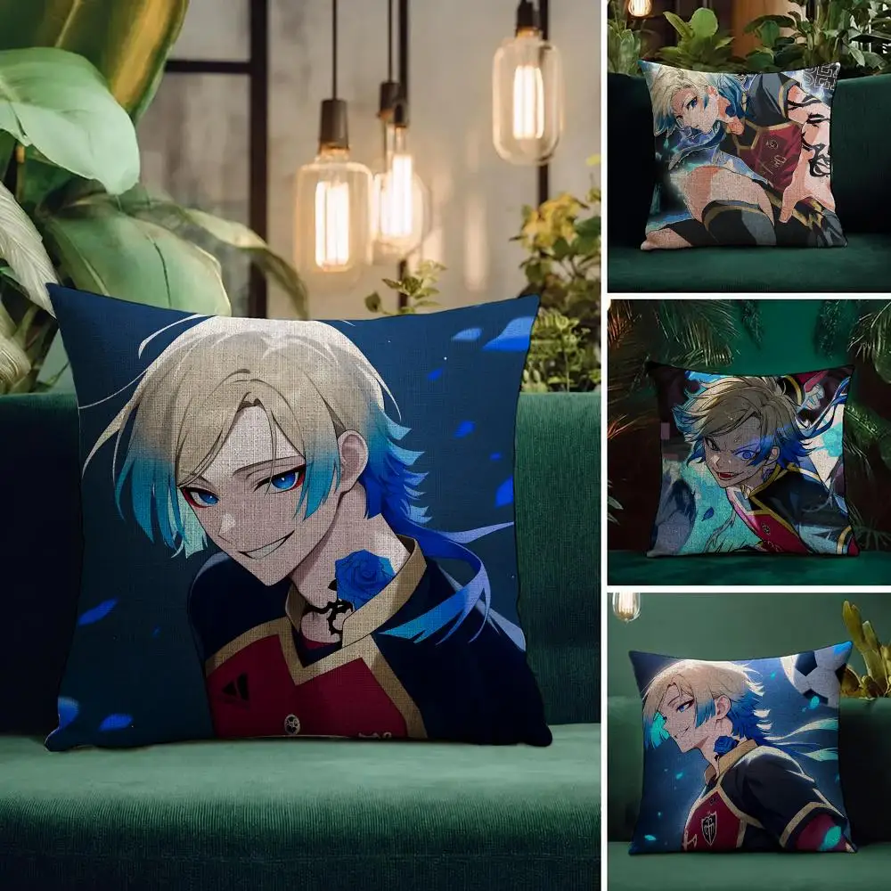 Anime Michael Kaiser  Cushion Cover Natural Linen Pillowcase Set All-in-One Decor Cushion Cover for Sofa Bedroom Chair