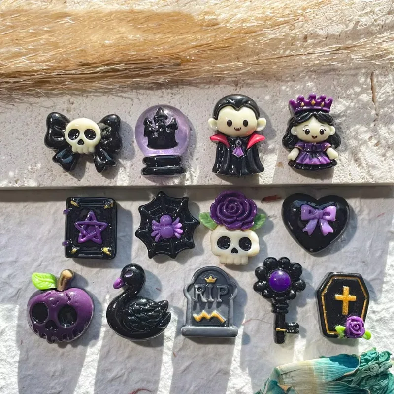 100Pcs Halloween Flatback Resin Cabochons Cute DIY Accessories Fridge Phone Case Hairpin Keychain Earrings Scrapbook