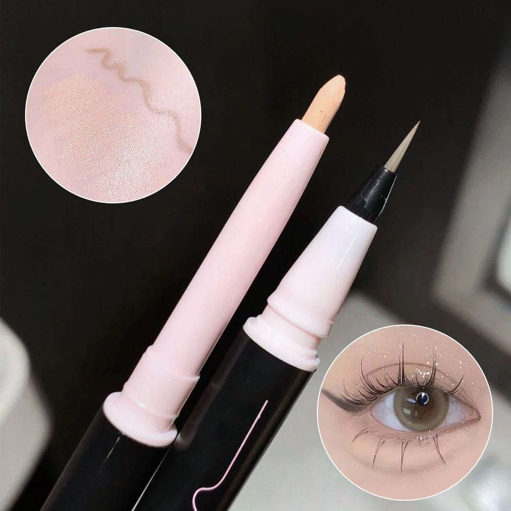 Stylo en ver à soie à double tête durable, thé rose, marron, paillettes, fard à barrage éclaircissant, maquillage coréen pour les yeux, cosmétiques, 256