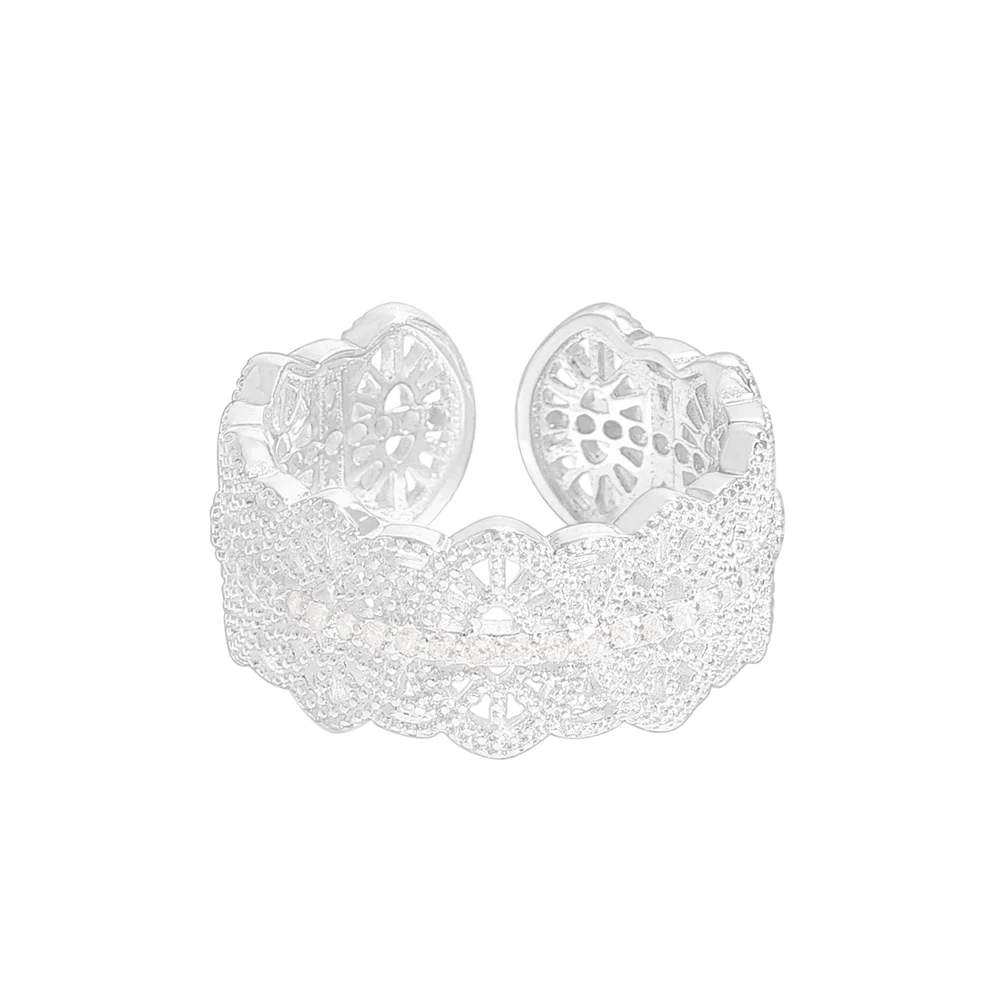 

Женское кольцо из стерлингового серебра 925 пробы с кружевными краями и цирконом в корейском стиле INS, нишевые дизайнерские украшения