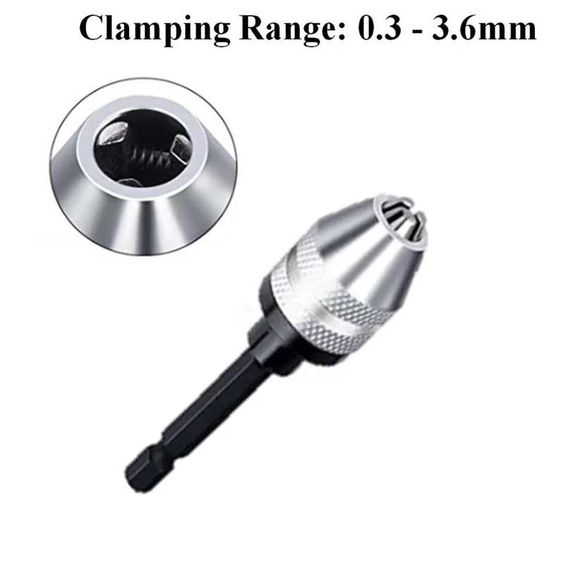 75STO-Drill Chuck Adapter-2Pcs Drill Chuck For Impact Driver,Drill Bit Adapter Keyless Chuck 1/4 Hex Shank (0.6-8Mm,0.3-3.6Mm)