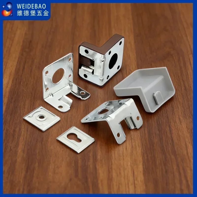 5pcs 90° Right-Angle L-Shaped Wall-Mounted Cabinet Connector with Decorative Cap, Iron Angle Bracket