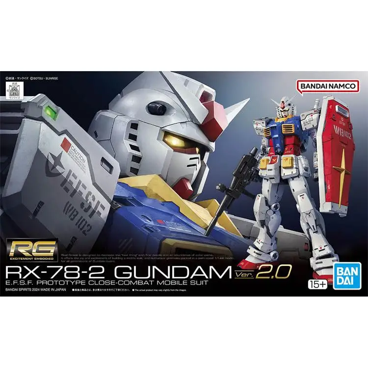 Bandai Echt RX-78-2 GUNDAM RGU1/144 VER 2.0 Action Figure Robot Periferie Collectible Assembly Model Ornamenten Gift Kinderen