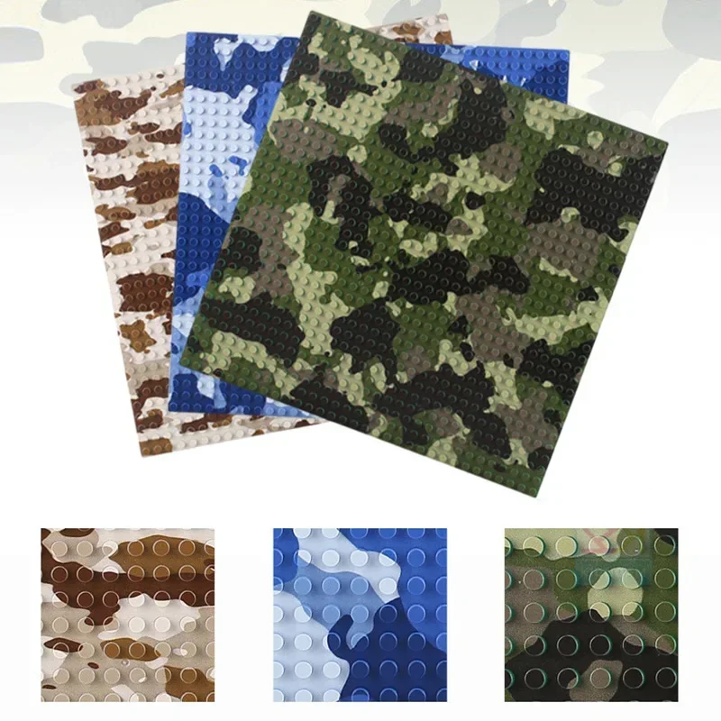 10 inch Military Camouflage Baseplate 32x32 Small Dot Building BLock Land Force Field Operations Base Plate and Camouflage tent