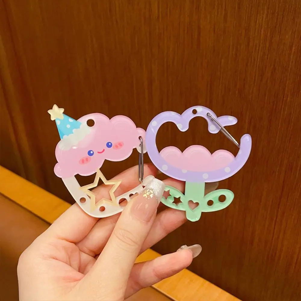 Mousqueton en acrylique mignon, porte-clés multifonctionnel en forme de dessin animé, crochet pour sac à dos, pendentif