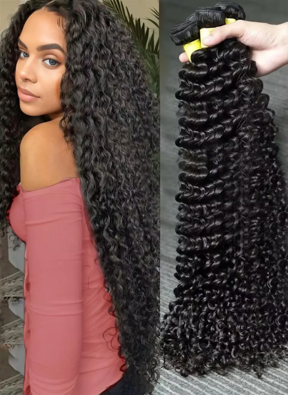 30인치 32인치 딥 웨이브 브라질산 생처녀 머리카락 100% 인모 연장 컬리 3 4 묶음 더블 웨프트 벌크 브레이딩 헤어