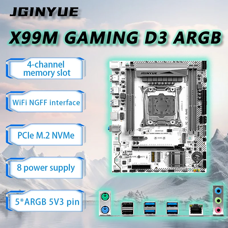 

Материнская плата JGINYUE X99M GAMING C612 M-ATX для процессоров Xeon E5 2676V3/2673V3/2666V3/2696V4, DDR3 RAM, максимальная память 128 ГБ, для офиса и дома, ARGB