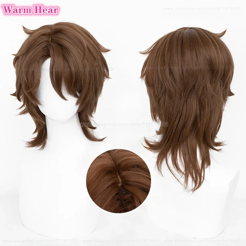 Wysokiej jakości peruka syntetyczna Anime HSR Gallagher Cosplay Unisex Krótka brązowa peruka 35 cm Odporne na ciepło peruki imprezowe + bezpłatna czapka z peruką