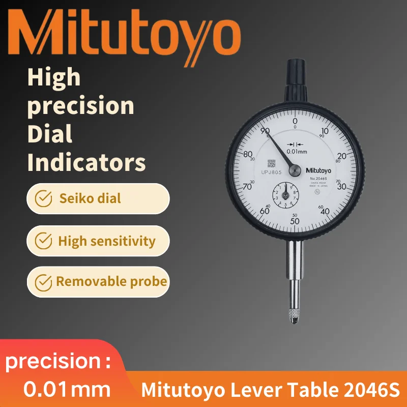 Mitutoyo Dial Indicator 2046S Standard Plunger 0.01mm Ultra-Precise Anti-Rust Reliable for Engineering Projects Measuring Tool