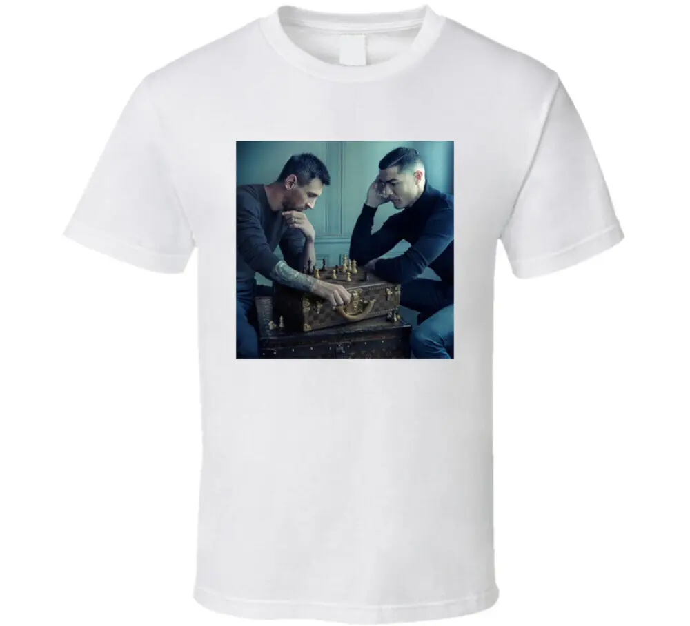 Lionel Messi und Cristiano Ronaldo spielen Schach T-Shirt T-Shirts Baumwolle Luxusmarke Vintage übergroß