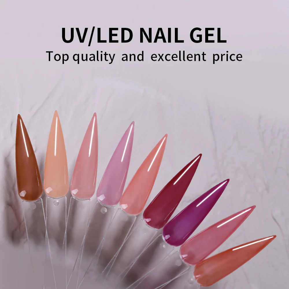 Vendeeni 9 Color/set Purple Pink Jelly Gel Nail Polish Transparent UV Soak Off Jade Gel Varnish Lacquer For Nail Art Design 15ml